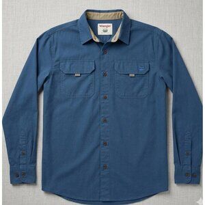 Wrangler Mens Blue Long Sleeve Button-Up Shirt With Double Chest Pockets size S